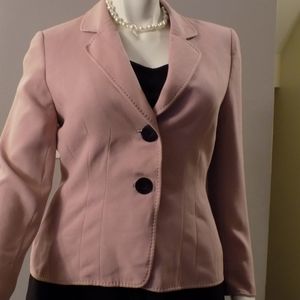 Tahari Pink Suit Jacket with Black Stitching